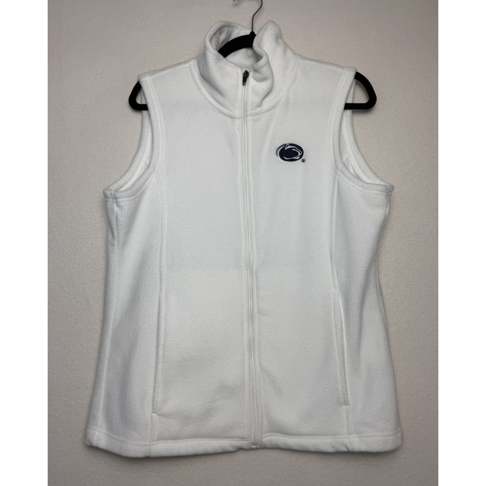 Penn State Women's Fleece Vest White Size Large Nittany Lion Embroidered